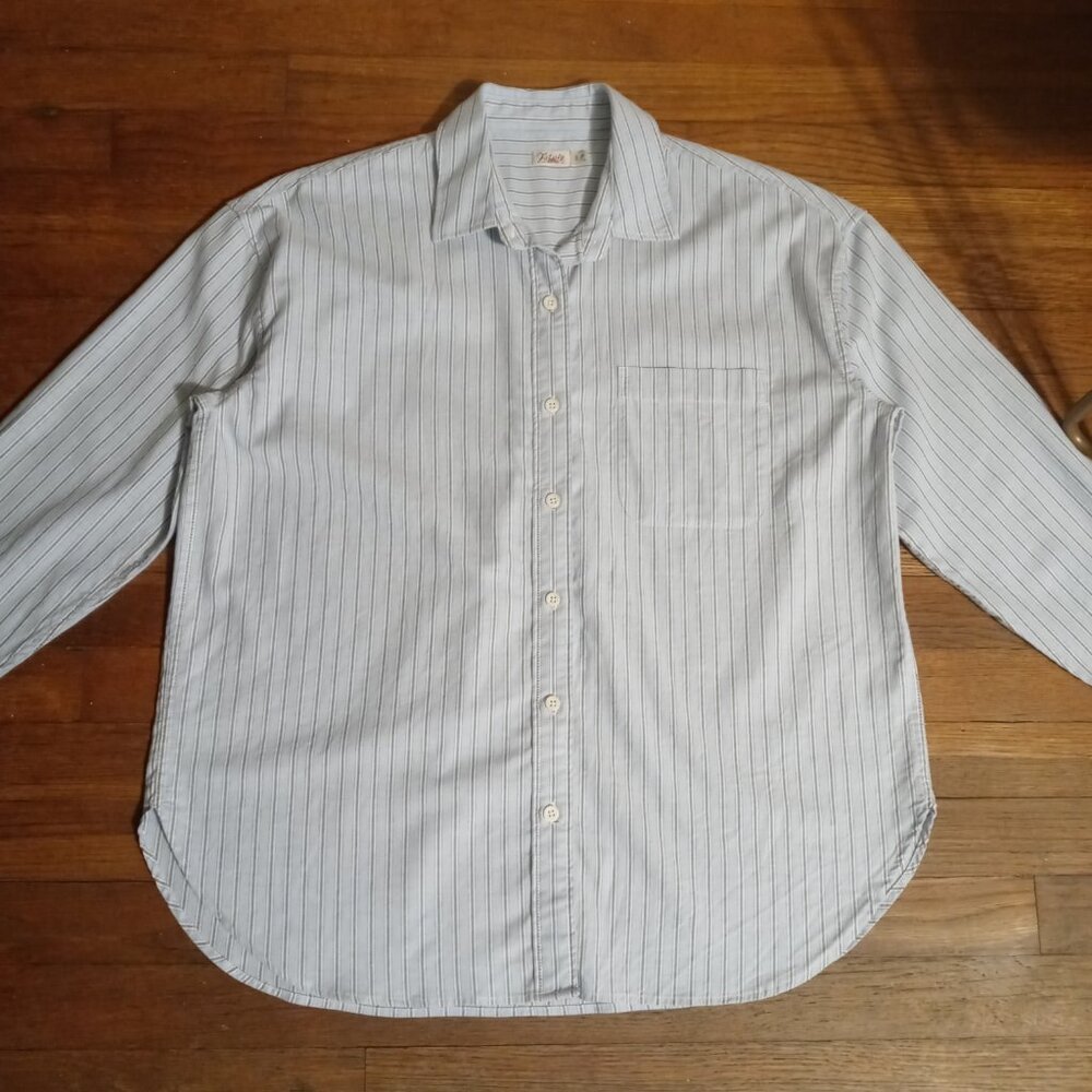 FAHERTY stretch oxford relaxed shirt in mangrove stripe (M) - Picture 3 of 16